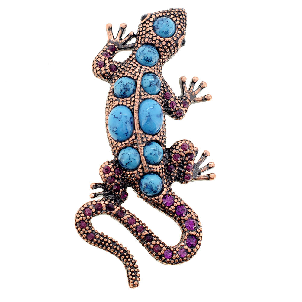 Vintage Style Amethyst Crystal Lizard Pin Brooch