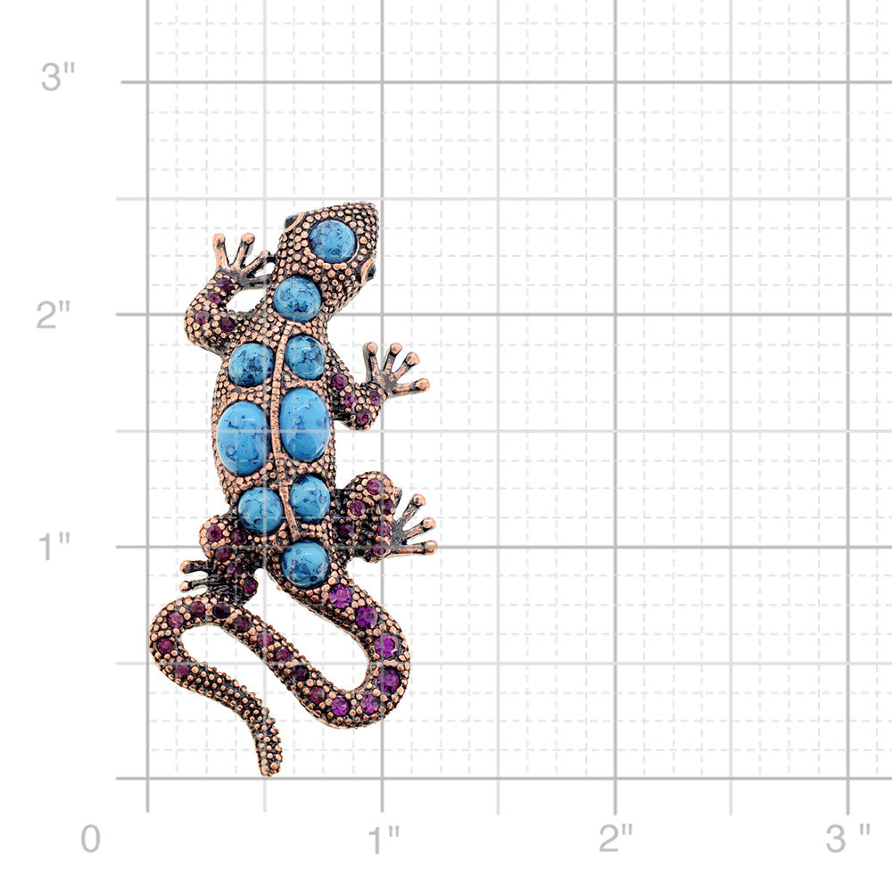Vintage Style Amethyst Crystal Lizard Pin Brooch