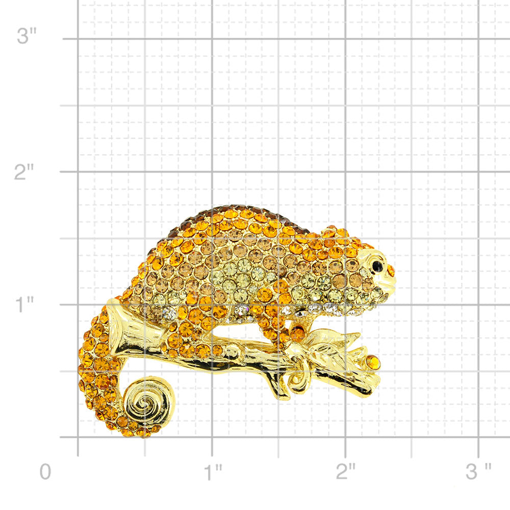 Golden Chameleon Crystal Brooch/Pendant