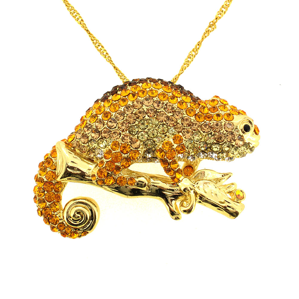 Golden Chameleon Crystal Brooch/Pendant