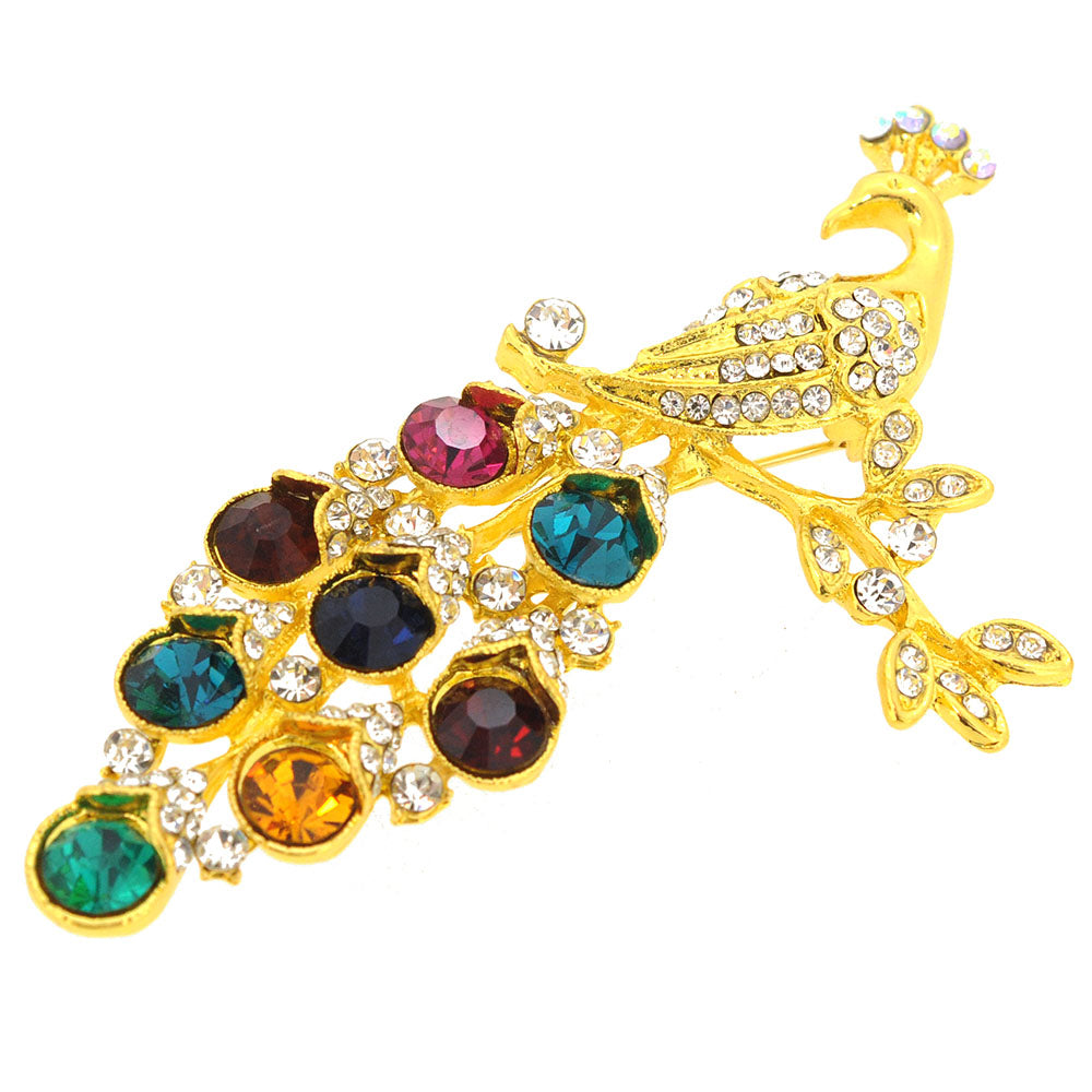 Multicolor Crystal Peacock Pin Brooch And Pendant