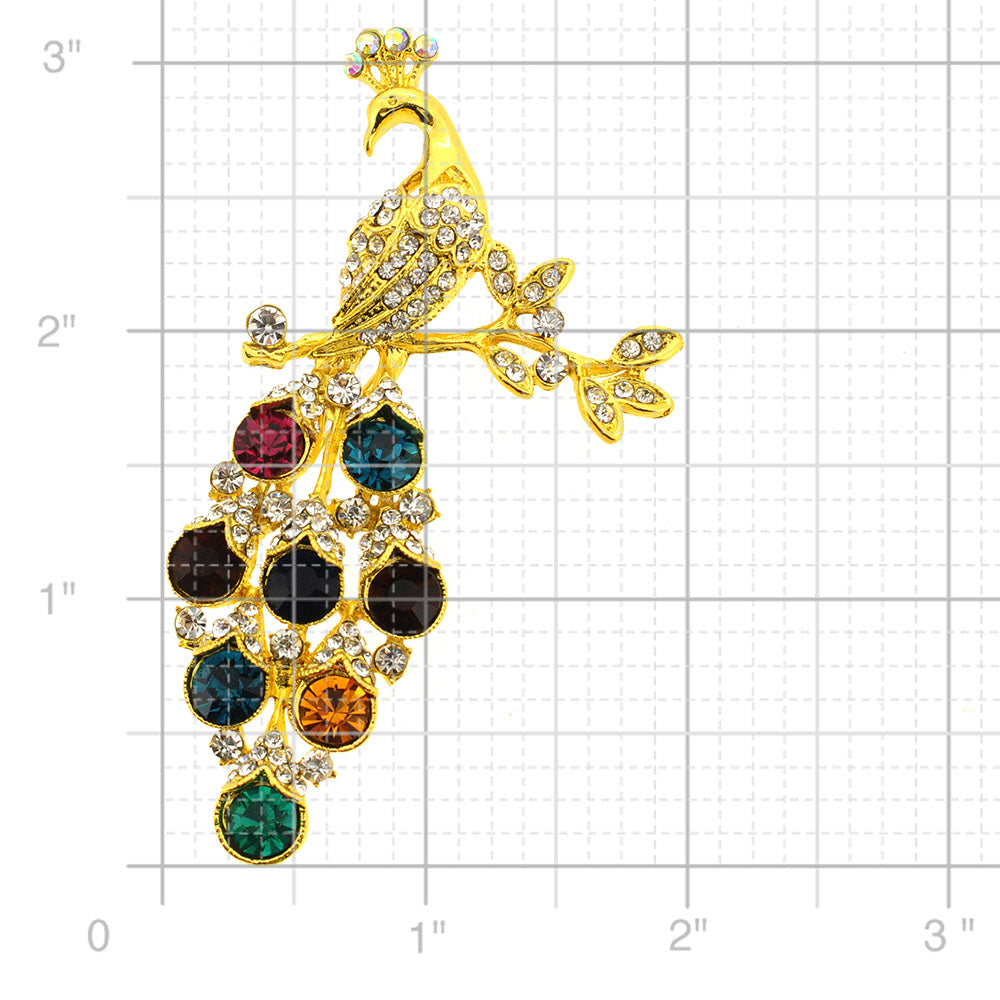 Multicolor Crystal Peacock Pin Brooch And Pendant