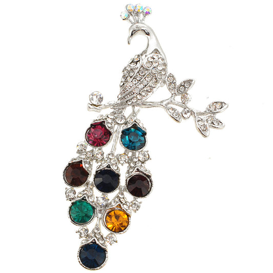 Multicolor Crystal Peacock Pin Brooch And Pendant