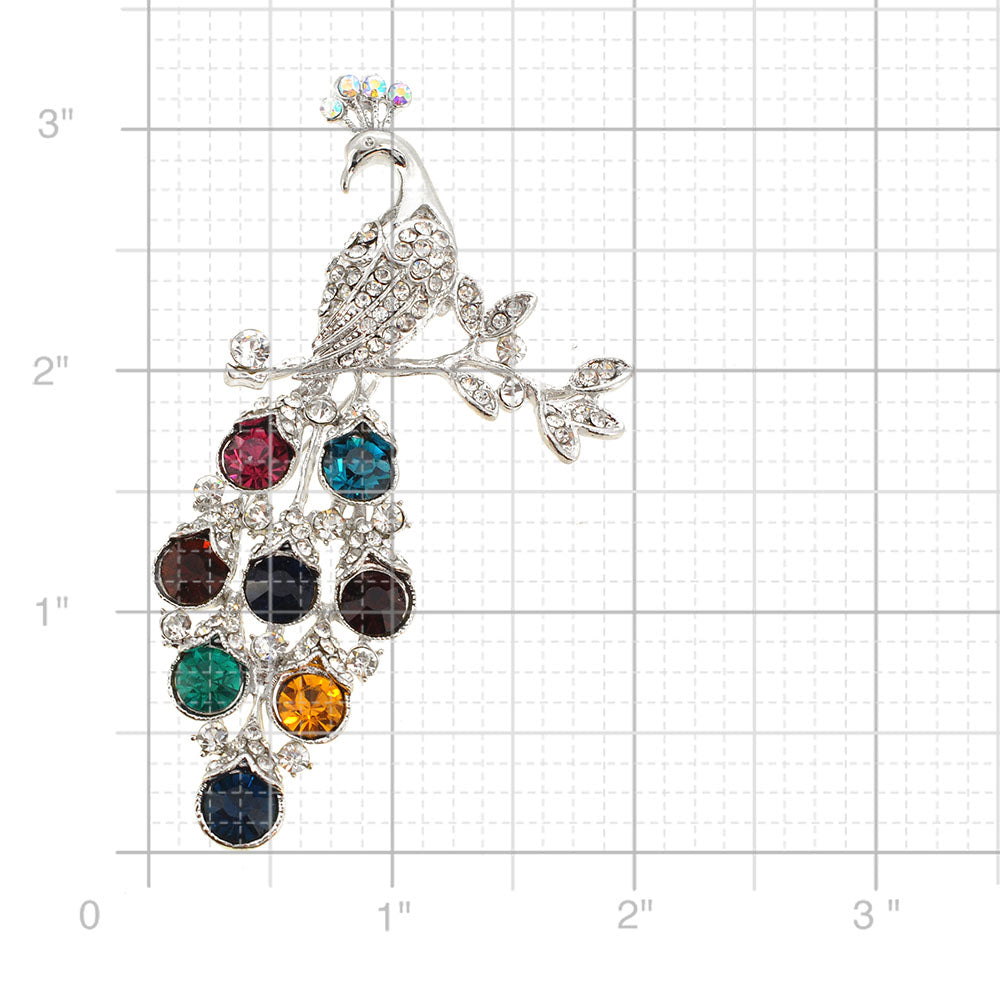 Multicolor Crystal Peacock Pin Brooch And Pendant