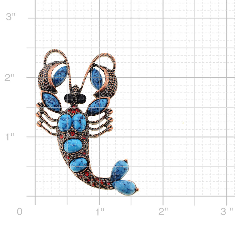Turquoise Blue Lobster Pin Brooch