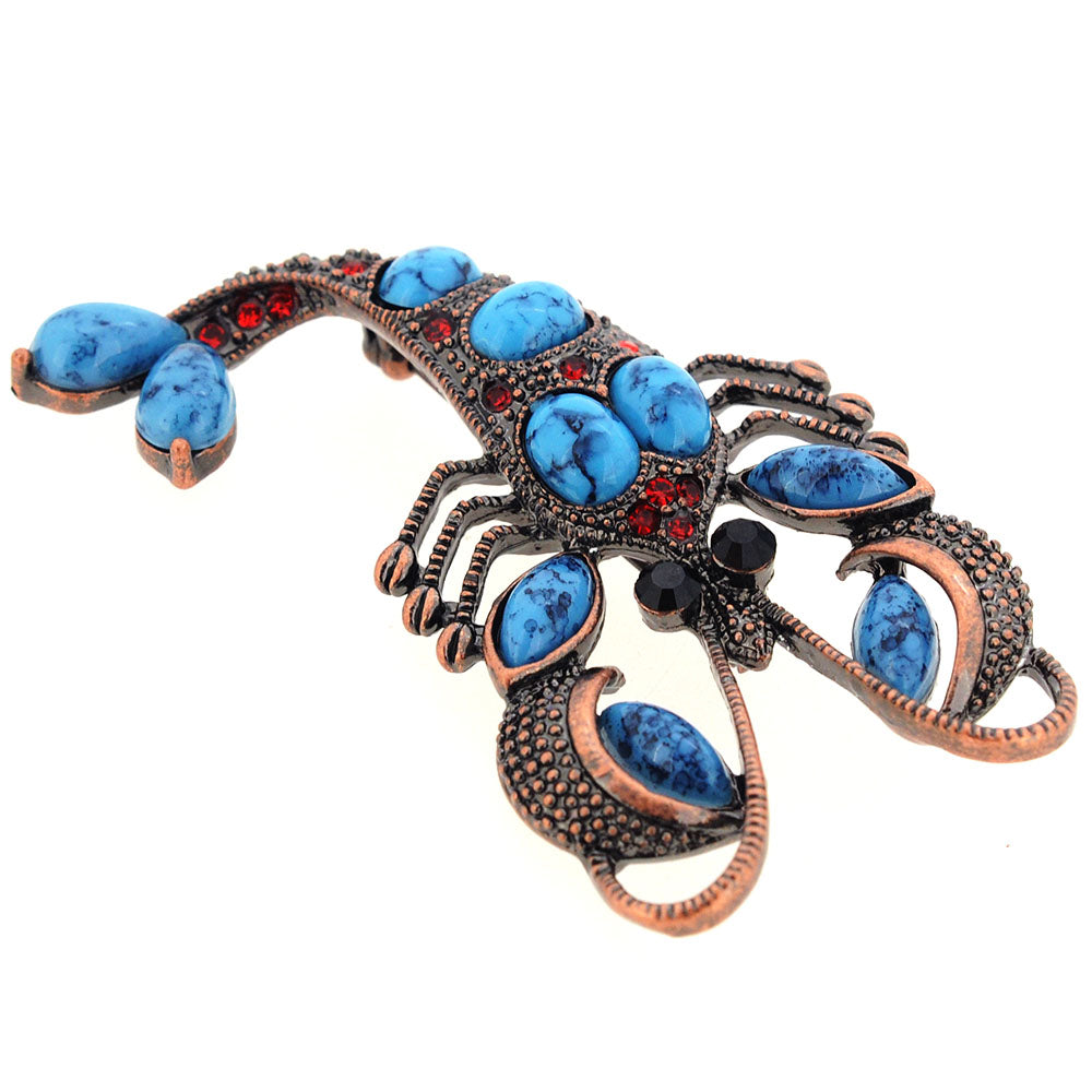 Turquoise Blue Lobster Pin Brooch