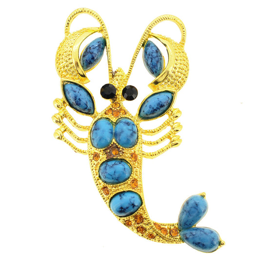 Golden Lobster Pin Brooch