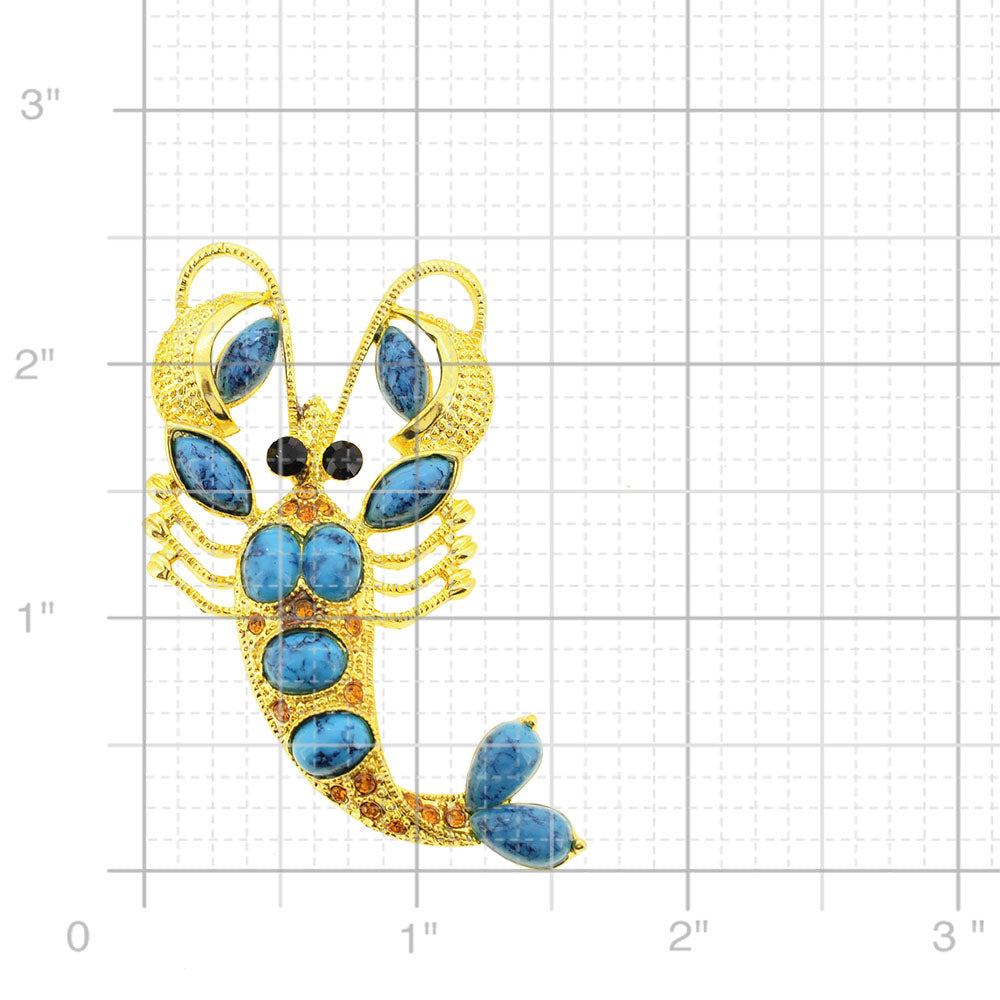 Golden Lobster Pin Brooch