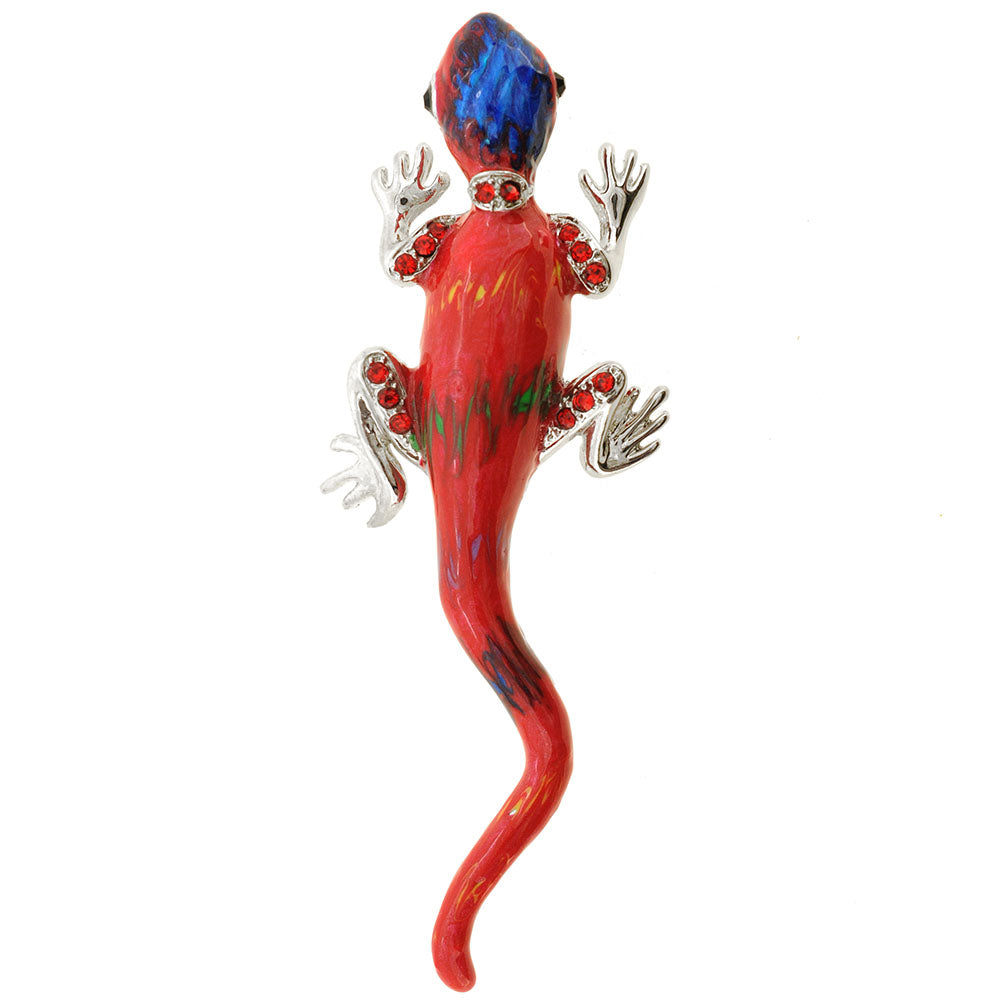 Red Enamel Lizard Pin Brooch