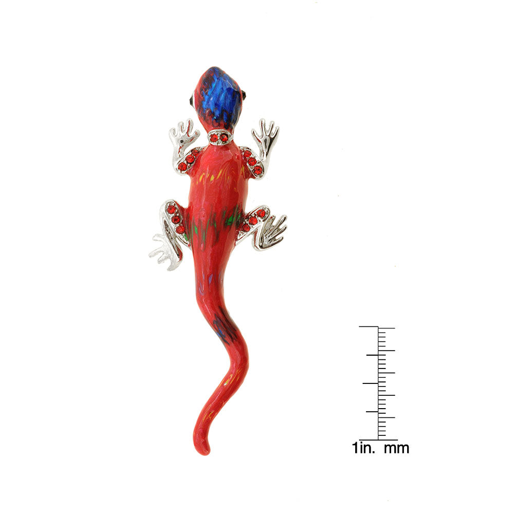 Red Enamel Lizard Pin Brooch