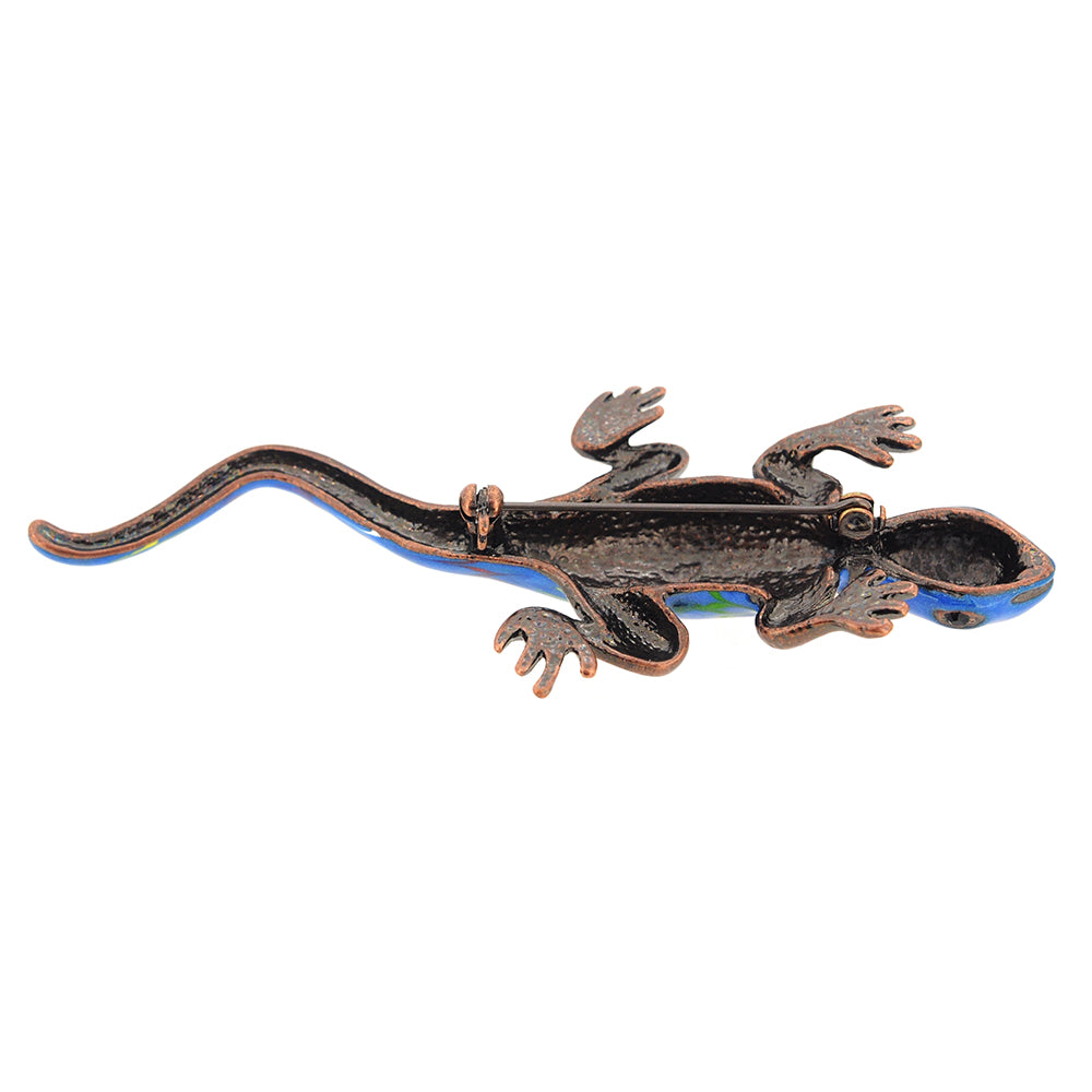 Blue Enamel Lizard Pin Brooch