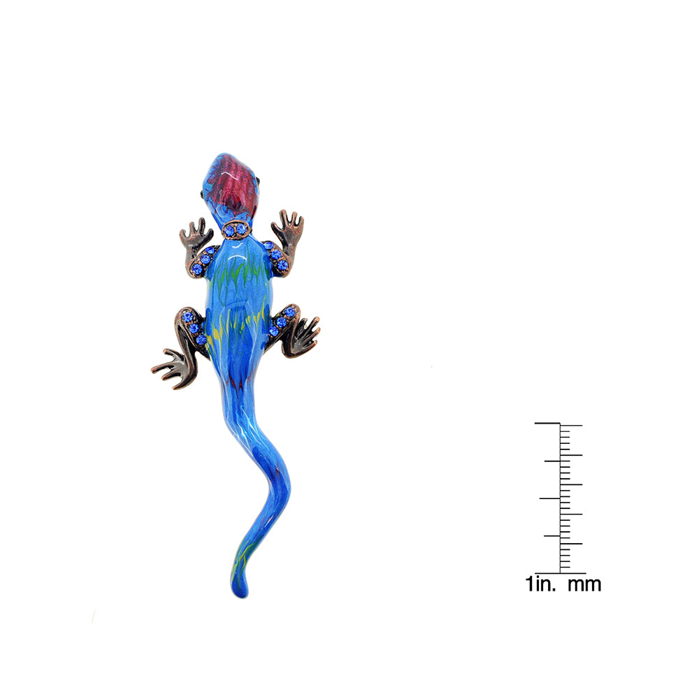 Blue Enamel Lizard Pin Brooch