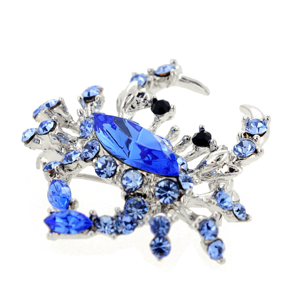 Blue Crab Sapphire Crystal Pin Brooch