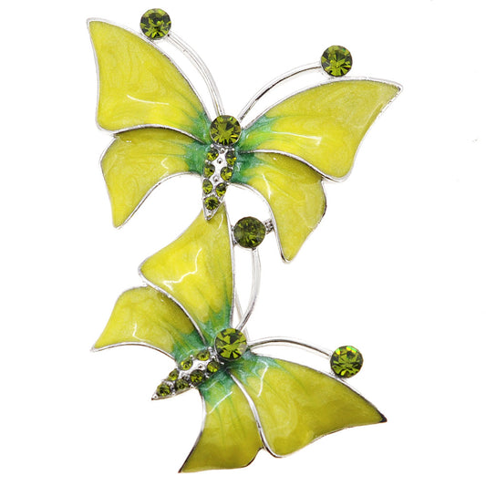 Yellow Butterfly Crystal Pin Brooch