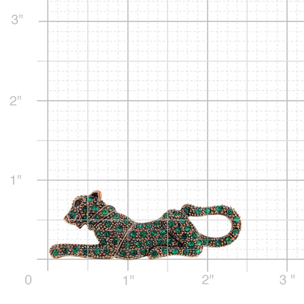 Vintage Style Emerald Green Panther Crystal Pin Brooch