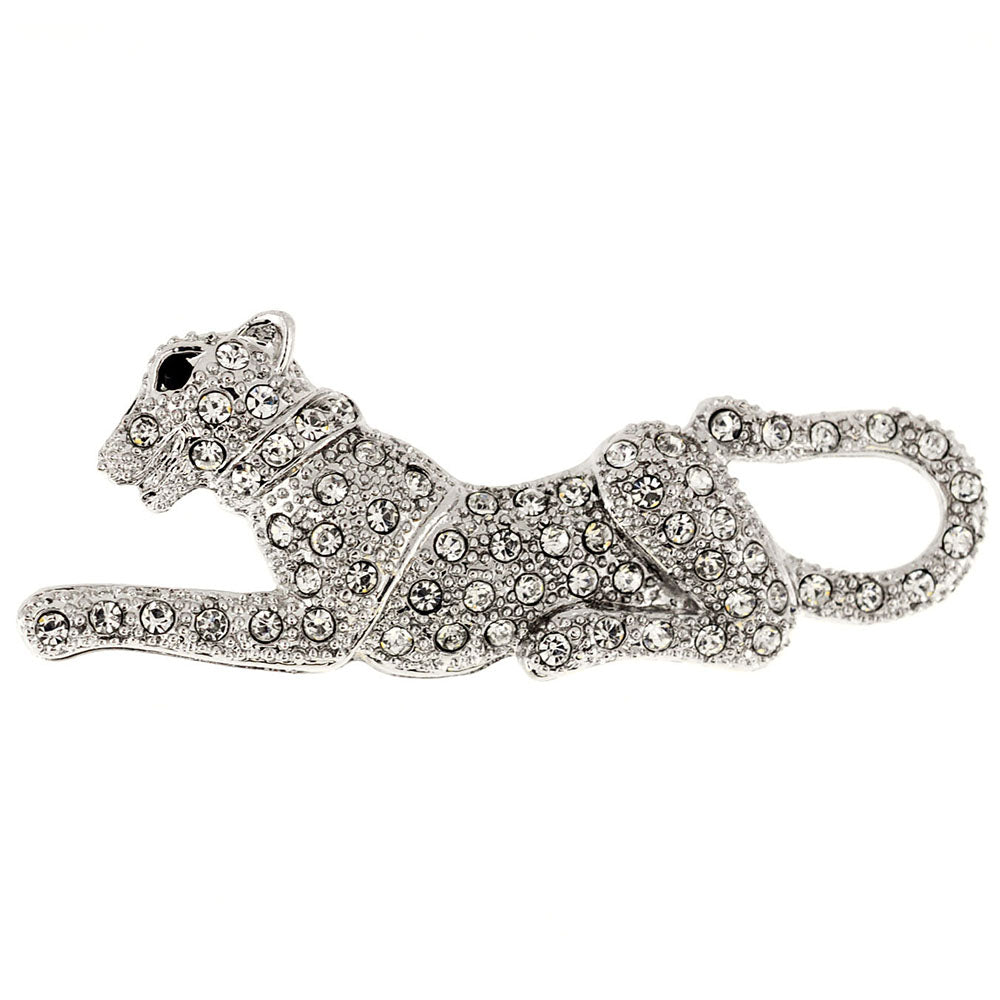Crystal Panther Pin Brooch