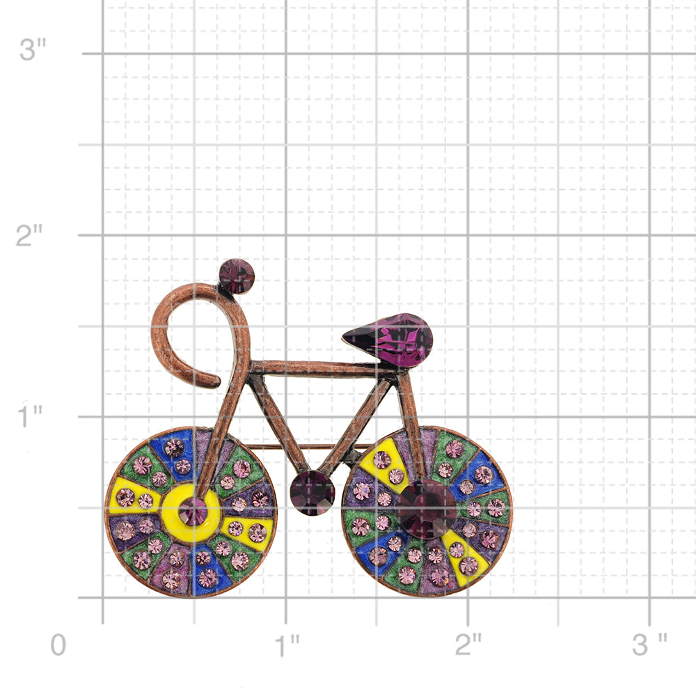Vintage Style Amethyst Crystal Bicycle Pin Brooch