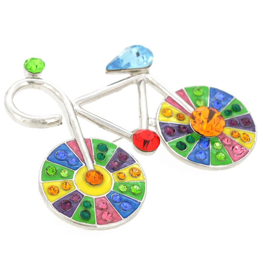 MultiColor Crystal Bicycle Pin Brooch