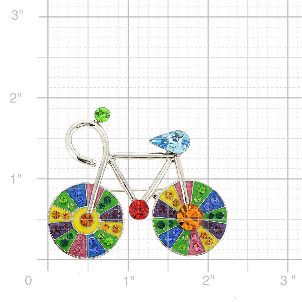MultiColor Crystal Bicycle Pin Brooch
