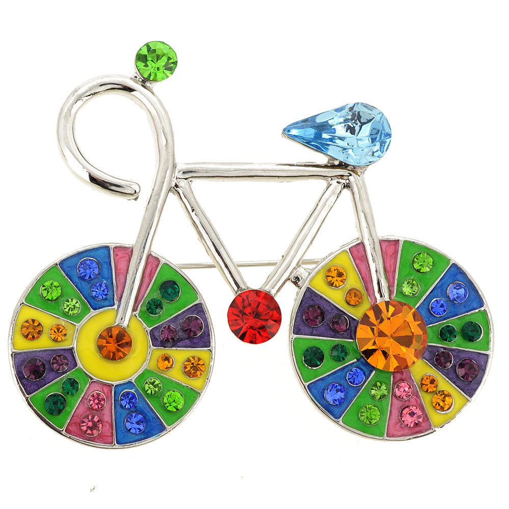 MultiColor Crystal Bicycle Pin Brooch