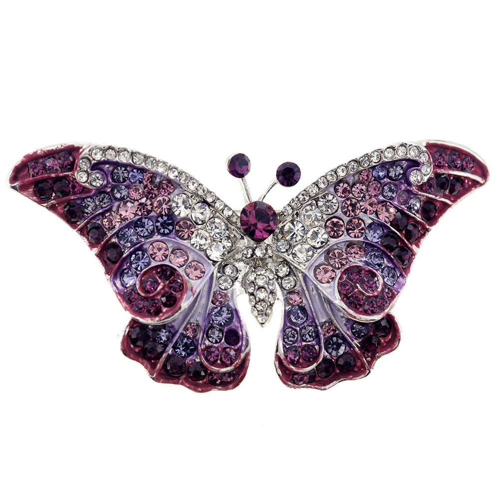 Purple Crystal Butterfly Pin Brooch