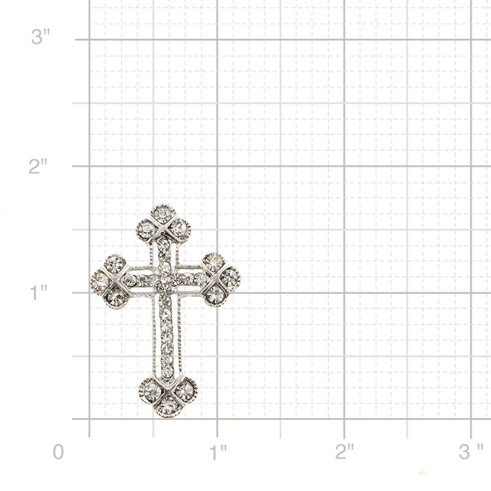 Silver Crystal Cross Brooch and Pendant