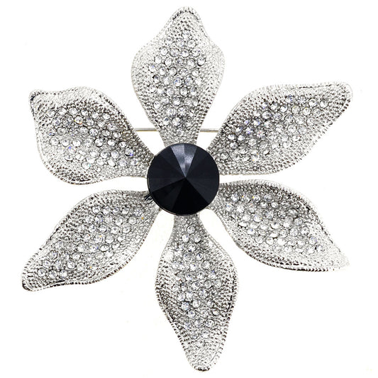 Silver Flower Floral Pin Brooch