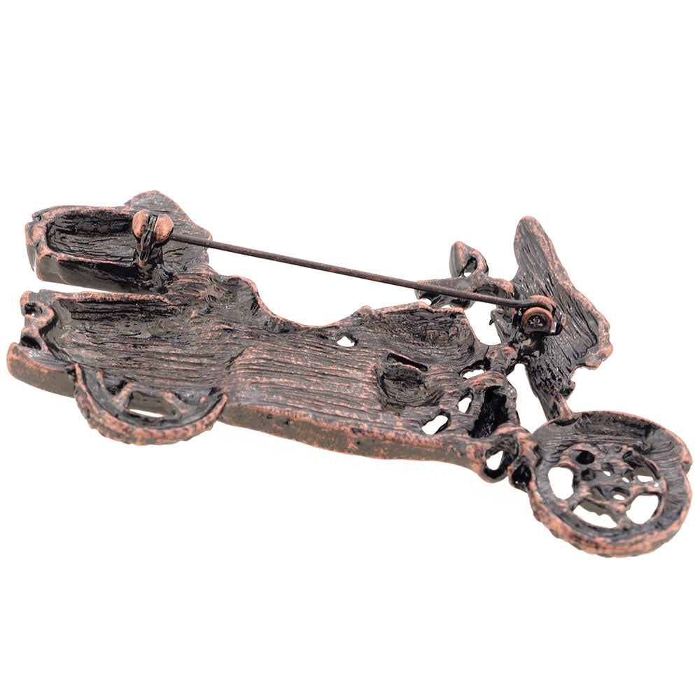Blue Motorcycle Copper Crystal Pin Brooch