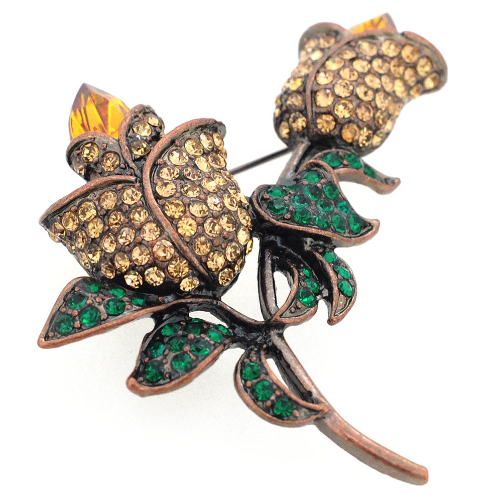 Topaz Crystal Tulip Flower Pin Brooch