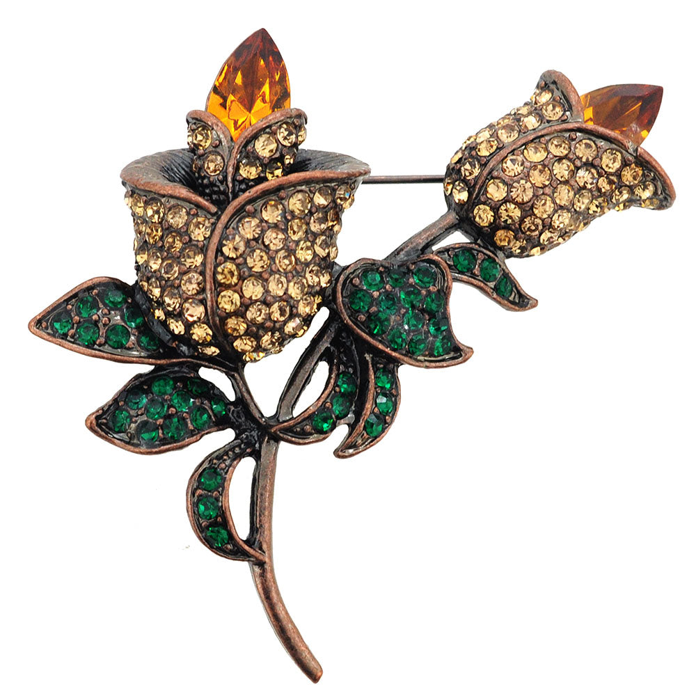 Topaz Crystal Tulip Flower Pin Brooch