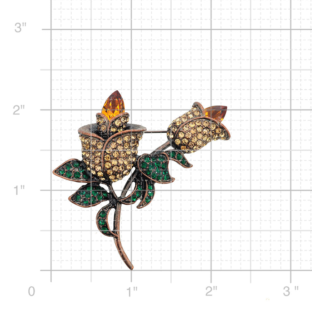 Topaz Crystal Tulip Flower Pin Brooch