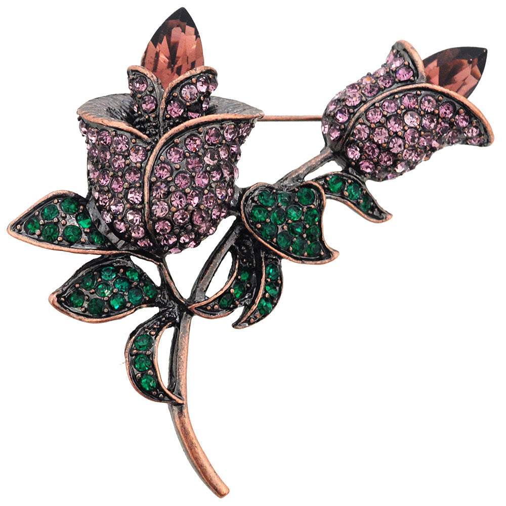 Amethyst Crystal Tulip Flower Pin Brooch