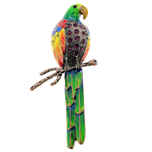 Multicolor Parrot Amethyst Crystal Pin Brooch