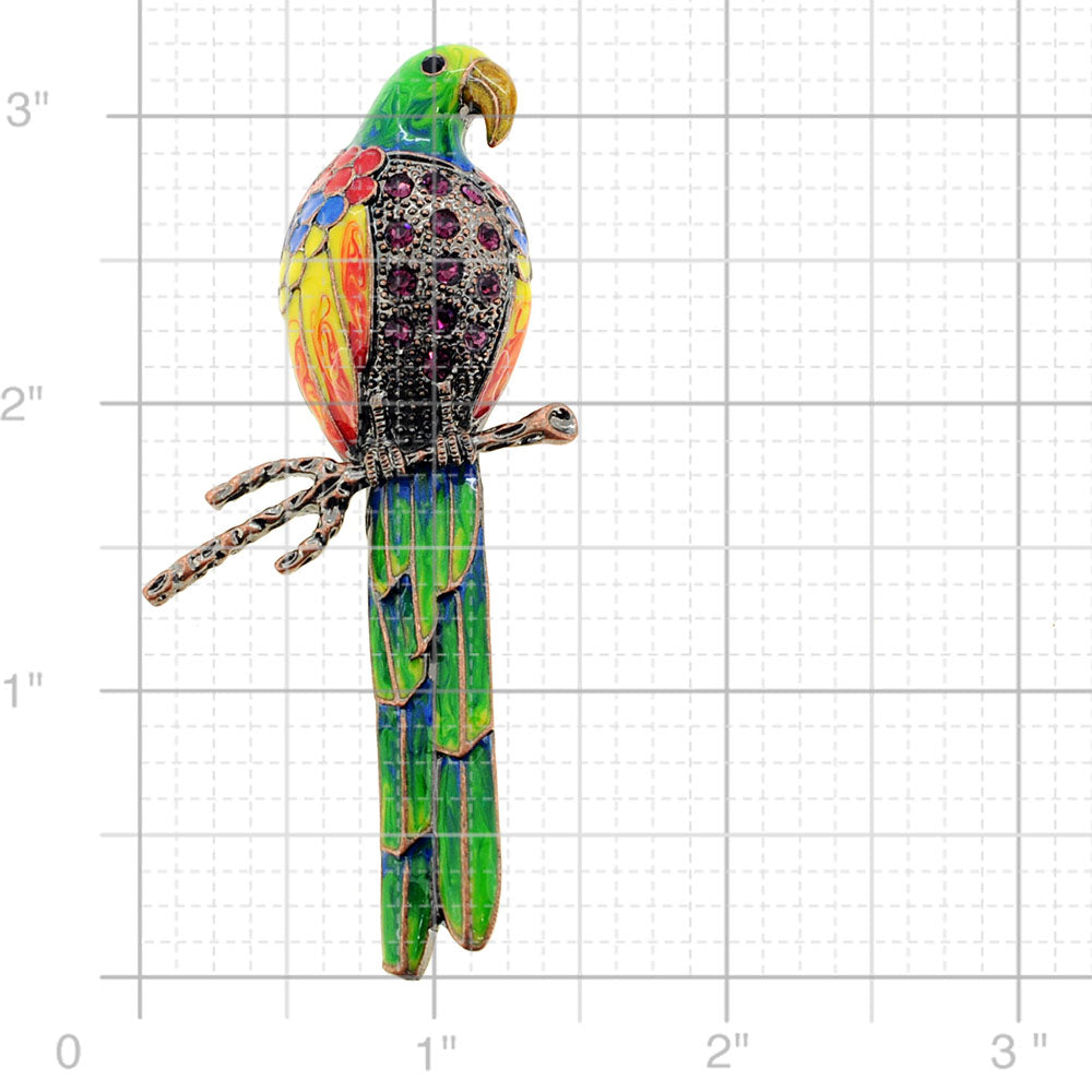 Multicolor Parrot Amethyst Crystal Pin Brooch