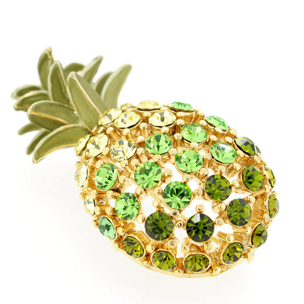 Multicolor Golden Pineapple Crystal Pin Brooch