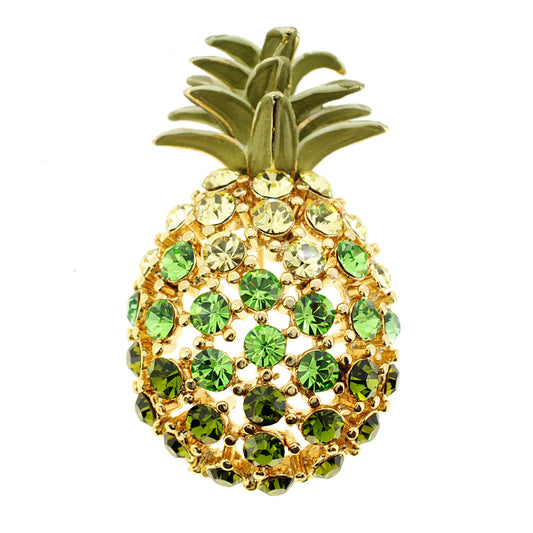 Multicolor Golden Pineapple Crystal Pin Brooch