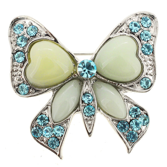 Turquoise Blue Bow Brooch Pin