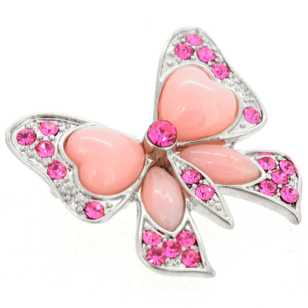 Rose Pink Butterfly Bow Brooch