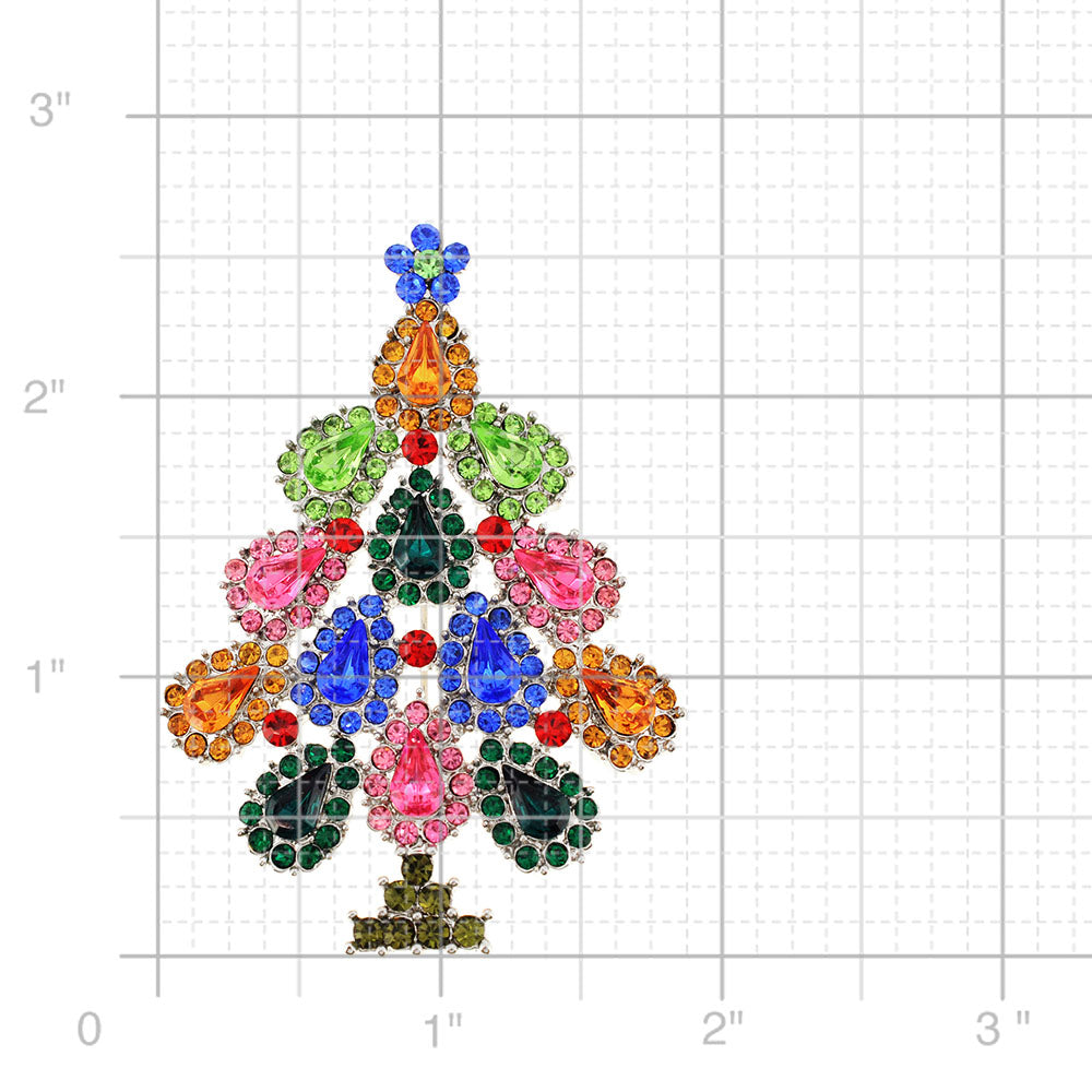 Multicolor Crystal Christmas Tree Pin Brooch