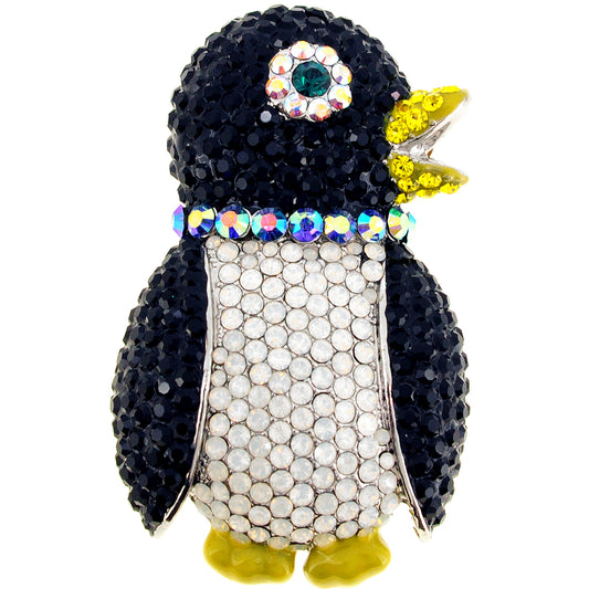 Black White Penguin Swarovski Crystal Pin Brooch And Pendant