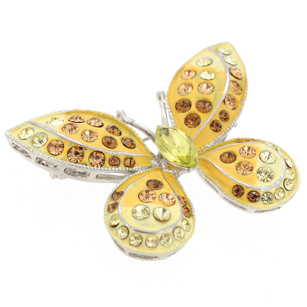 Yellow Butterfly Crystal Pin Brooch