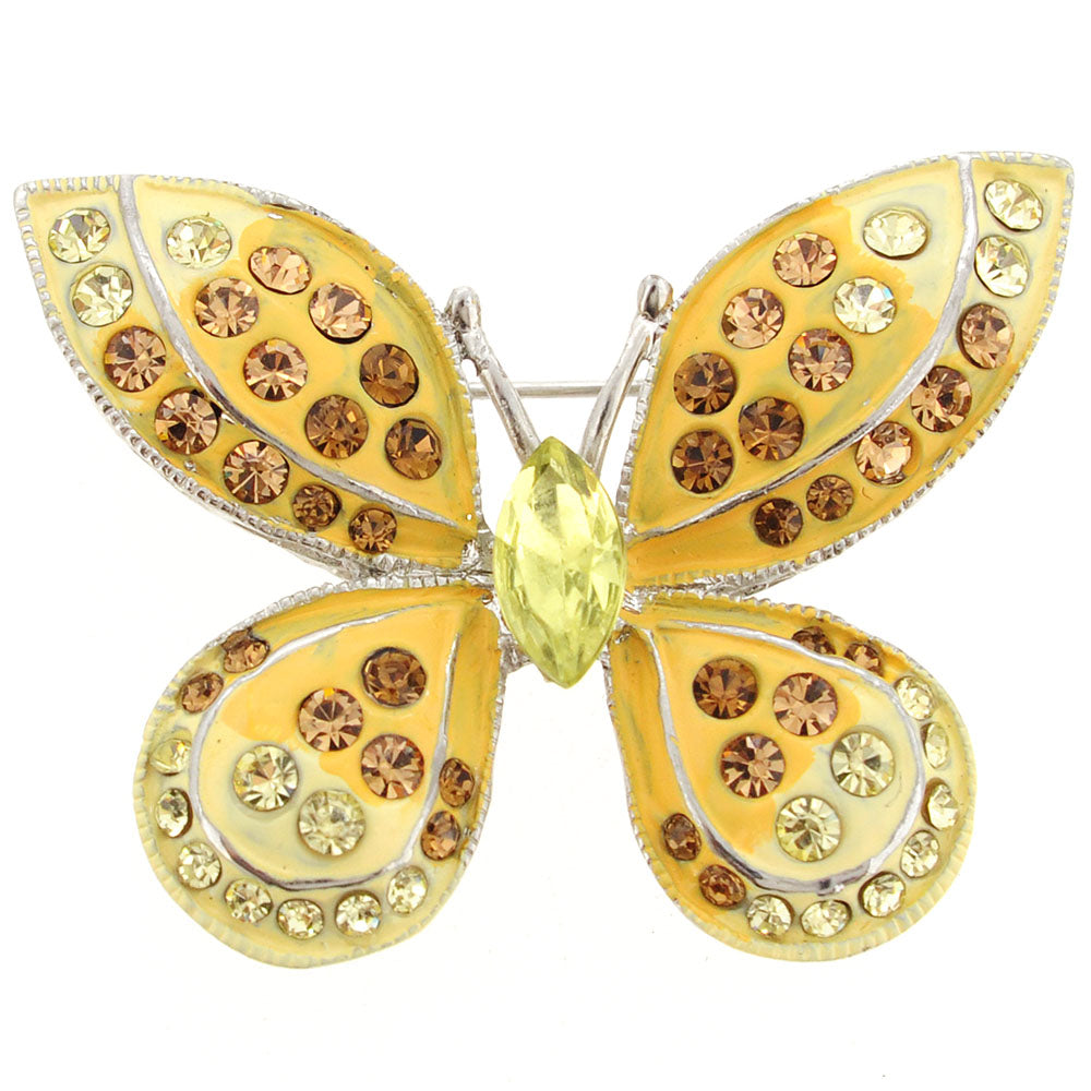 Yellow Butterfly Crystal Pin Brooch