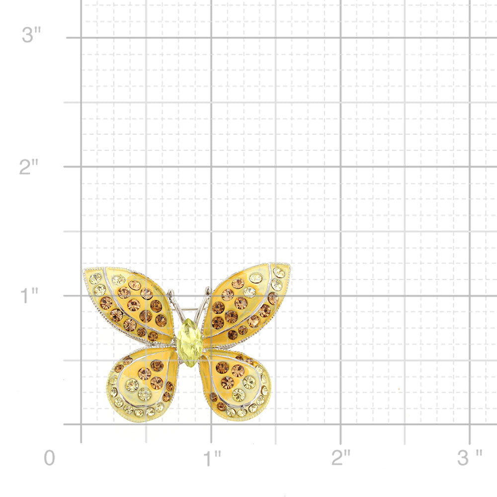 Yellow Butterfly Crystal Pin Brooch