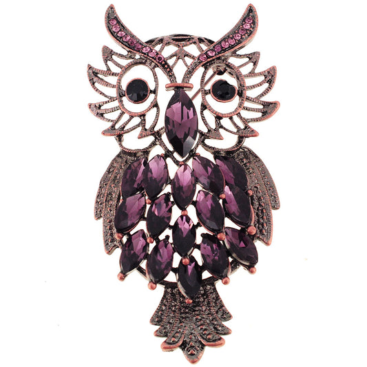 Amethyst Owl Pin Brooch