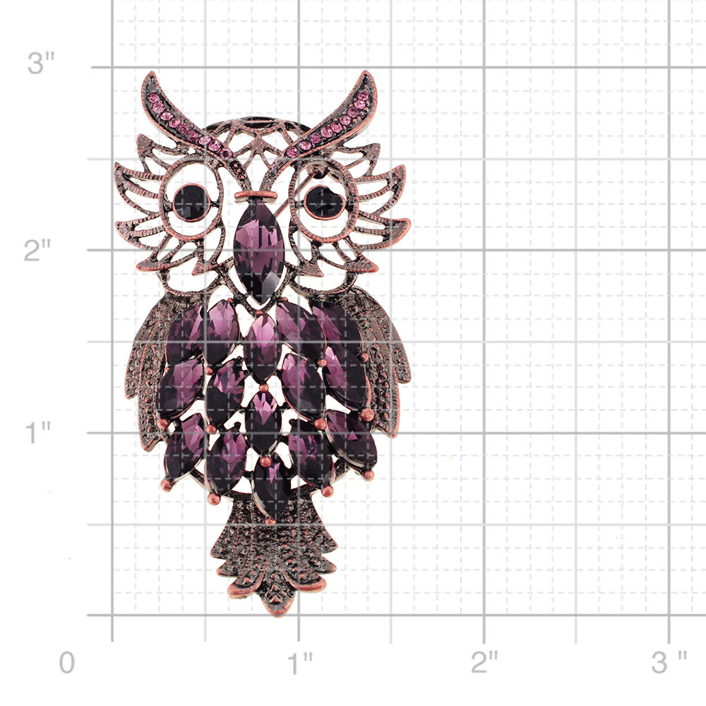 Amethyst Owl Pin Brooch
