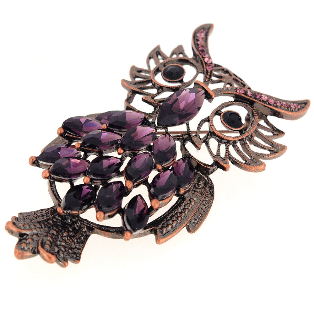 Amethyst Owl Pin Brooch