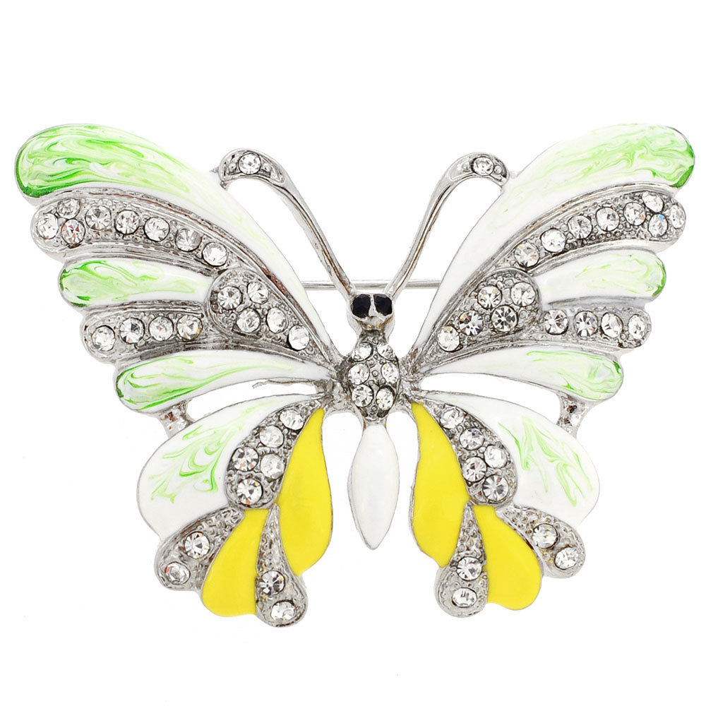 Tri-Color Enamel Wing Butterfly Brooch