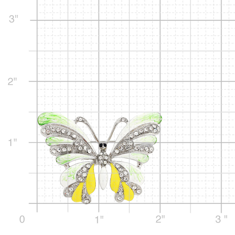 Tri-Color Enamel Wing Butterfly Brooch