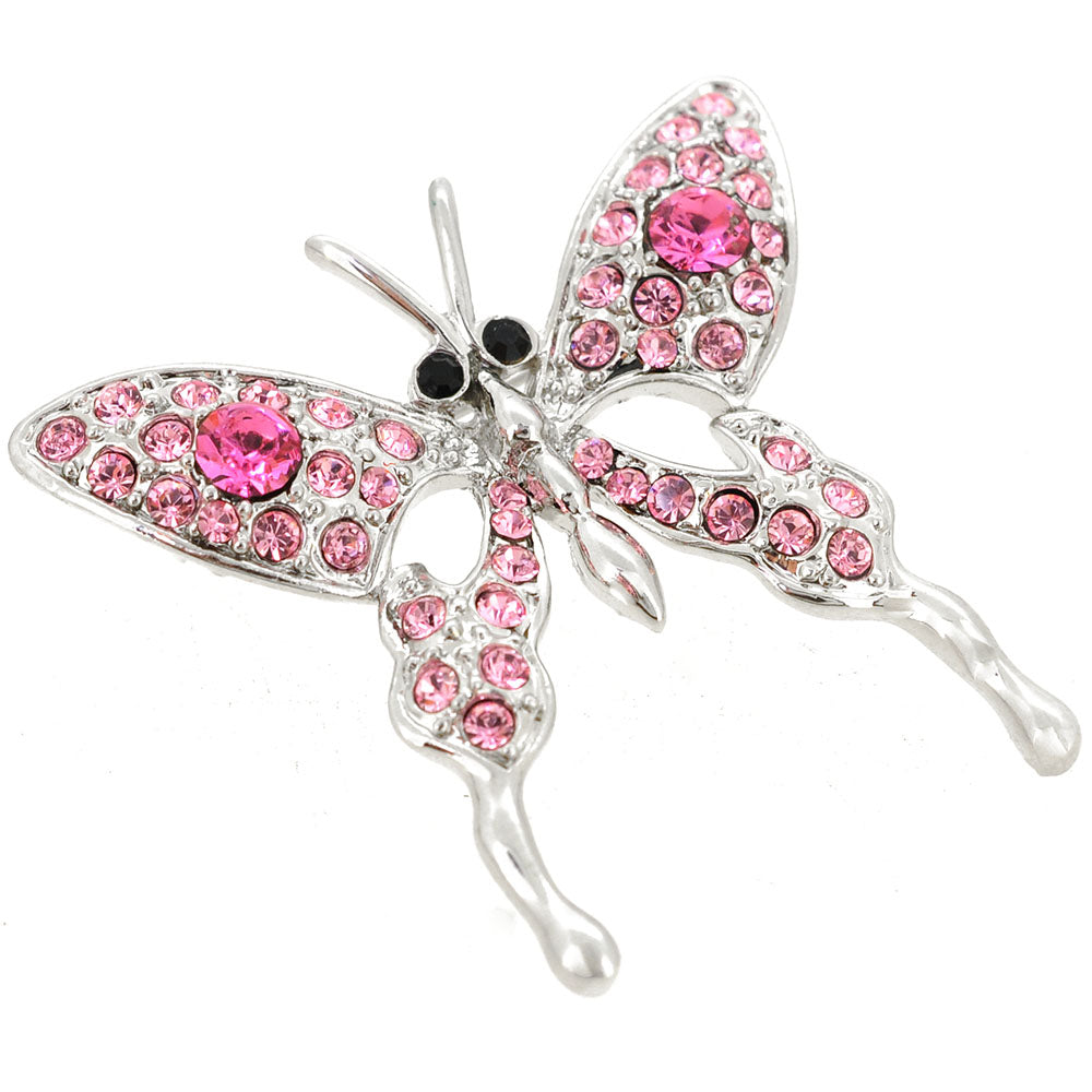 Floating Rose Pink Butterfly Pin