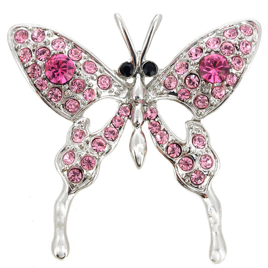Floating Rose Pink Butterfly Pin